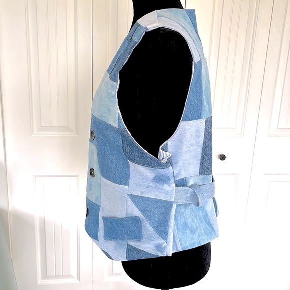 Vintage Denim Patchwork, Lined, Boho Vest Made With Jeans from the 70’s and 80’s - Picture 4 of 13